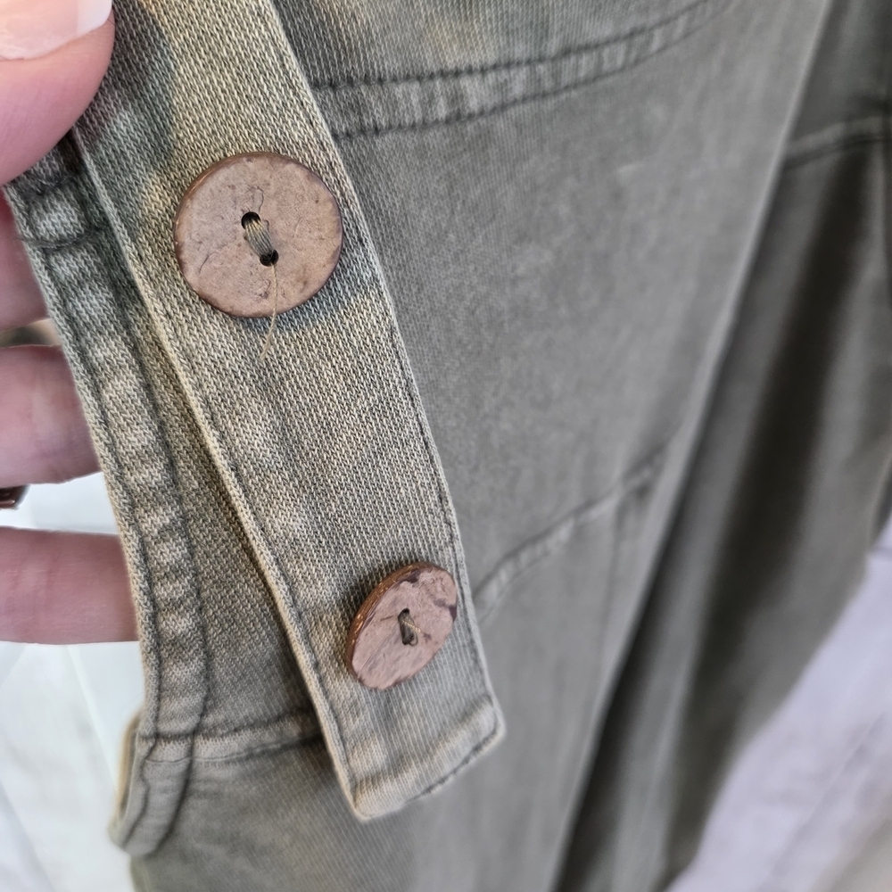 Mittoshop Mineral Wash Olive Wide-Leg Overalls - Picture 6 of 9